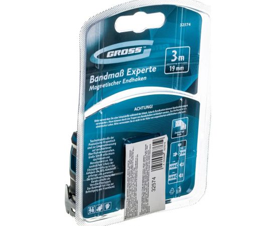 Рулетка GROSS Experte, 3 м x 19 мм, двухкомпонентный корпус, магнит, двухсторонняя разметка, нейлон 32574 – изображение 3