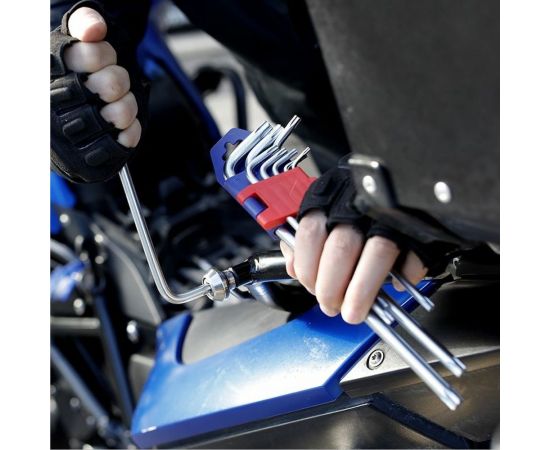 Набор Г-образных удлиненных ключей WORKPRO TORX с отверстием 9шт WP222003 – изображение 6