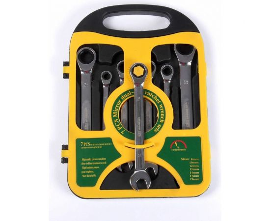 Набор накидных ключей с трещоткой Dreamcar 7 шт. размер 8, 10, 12, 13, 14, 17, 19 DC-000-0180281 