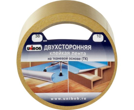 Двусторонняя тканевая клейкая лента UNIBOB 38 мм х 10 м 214987 