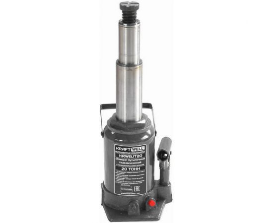 Бутылочный домкрат KraftWell г/п 20000 кг, с телескопическим штоком KRWBJT20 