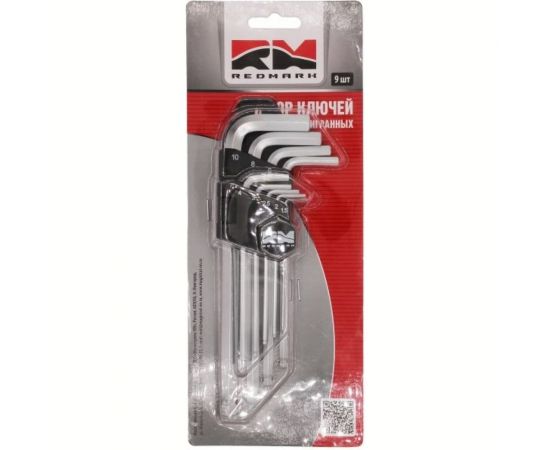 Набор шестигранных с шаром ключей REDMARK 1.5, 2, 2.5, 3, 4, 5, 6, 8, 10 мм, 9 шт. RM93301 