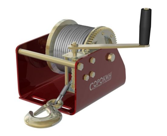 Барабанная лебедка с червячным приводом 0.9т 12м Сорокин 4.10 