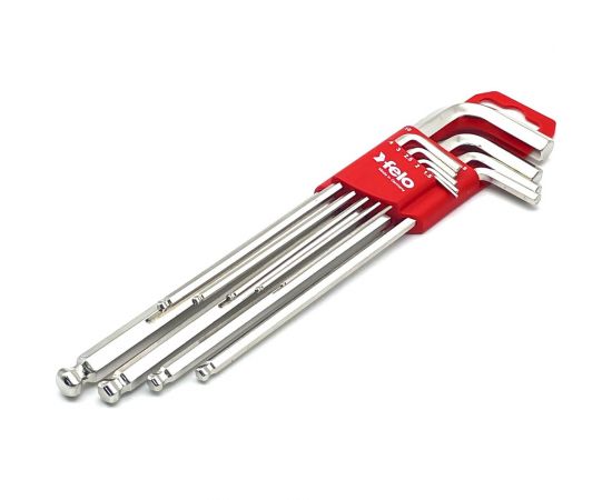 Набор Г-образных шестигранных удлиненных ключей Felo с шаровым окончанием, HEX 1,5-10,0, 9 шт. 36500911 – изображение 2