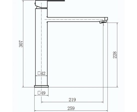 Смеситель для умывальника FASHUN высокий, Ф35, сталь SUS304, чёрный A51202-7 – изображение 2