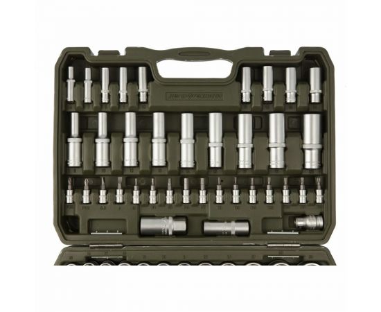 Набор двенадцатигранных головок Дело Техники 1/4"", 1/2"" с принадлежностями, 94 предмета 622794 – изображение 3