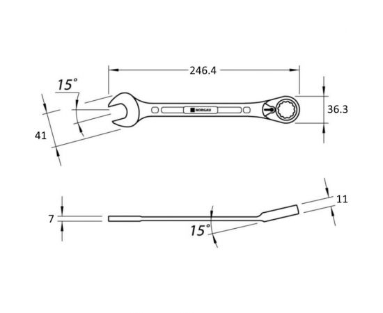 Комбинированный трещоточный ключ с переключателем NORGAU 19 мм 060249019 – изображение 4