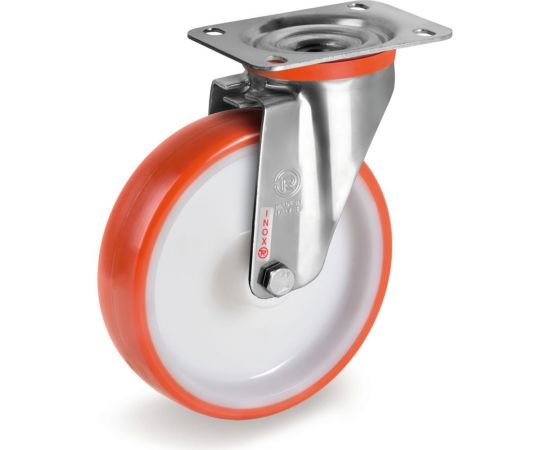 Колесо с нержавеющей вращающейся опорой и пластиной крепления (80 мм; 120 кг; INOX) Tellure rota 604401 