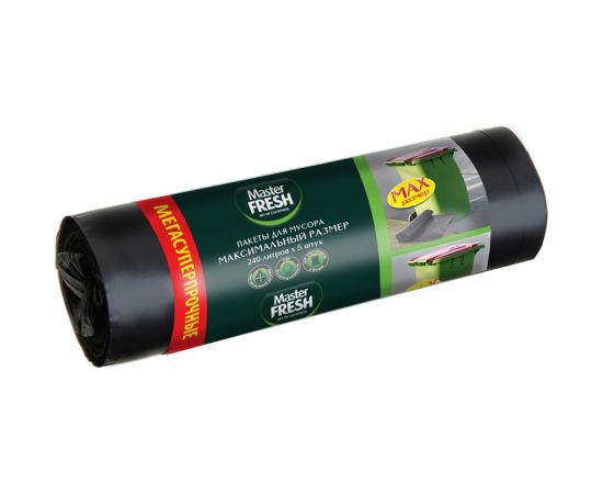 Пакеты черные суперпрочные для мусора 5 шт, 240 л, 40 мкм MASTER FRESH 218381 