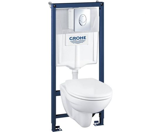 Набор 4 в 1 Grohe Solido с подвесным унитазом Lecico Perth, сиденьем и панелью смыва Skate Air 39192000 