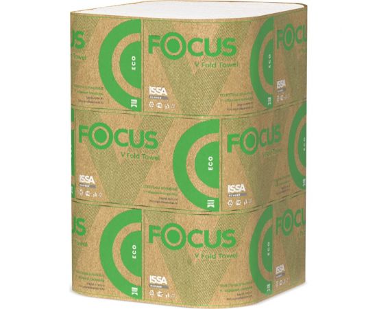 Бумажное полотенце FOCUS ECO листовое, 1-слой, 250 листов в упаковке, V-сложения, белое H-5049976 