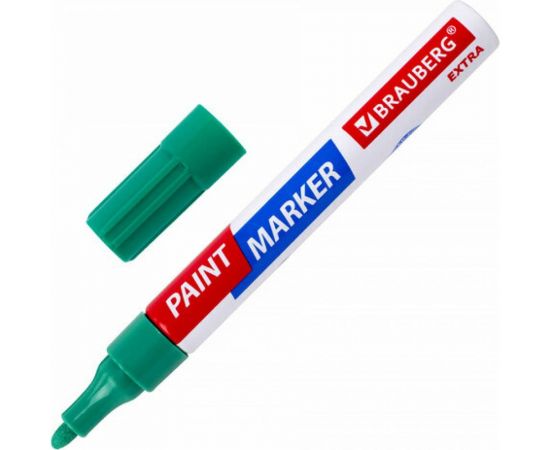 Лаковый маркер-краска BRAUBERG EXTRA paint marker 4 мм, зеленый, улучшенная нитро-основа, 151985 