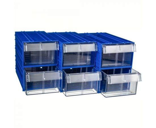 Пластиковый короб СТЕЛЛА-ТЕХНИК 140x250x100 мм, комплект 6 штук C-2-К6-синий-прозрачный – изображение 2