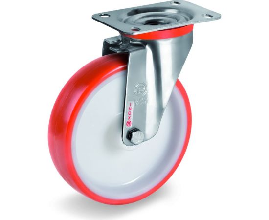 Колесо с нержавеющей вращающейся опорой и пластиной крепления (80 мм; 120 кг; INOX) Tellure rota 604401 – изображение 3