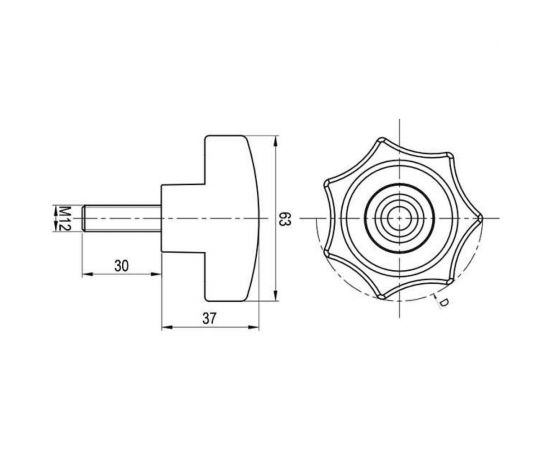 Звездообразная ручка EMES с наружной резьбой BKC631230 – изображение 3