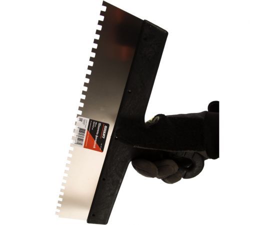 Фасадный шпатель Gigant 350 мм зуб 6х6 мм из нержавеющей стали с пластиковой ручкой SPT 033 – изображение 3