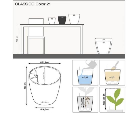 Кашпо Lechuza Classico Color Complete Белый D21.5xH20.5 см 13170 – изображение 4