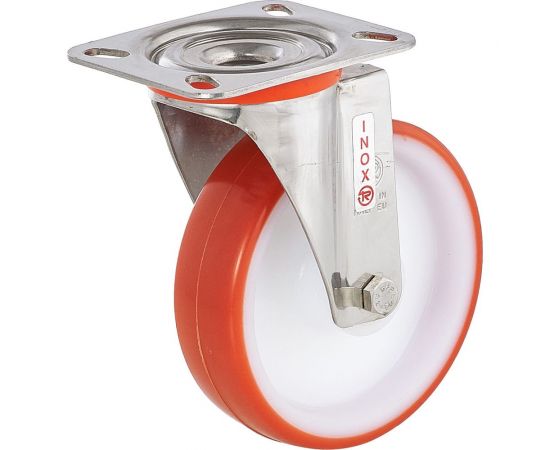 Колесо с нержавеющей вращающейся опорой и пластиной крепления (80 мм; 120 кг; INOX) Tellure rota 604401 – изображение 5