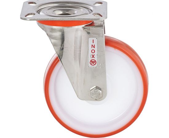 Колесо с нержавеющей вращающейся опорой и пластиной крепления (80 мм; 120 кг; INOX) Tellure rota 604401 – изображение 7