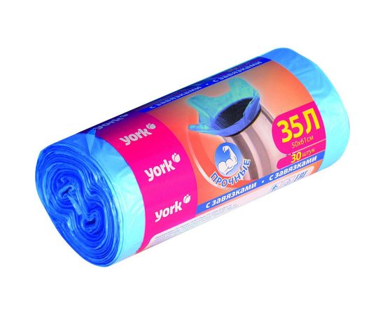 Мешок с завязками для мусора (30 шт; 35 л; 10 мкм) YORK 902160 