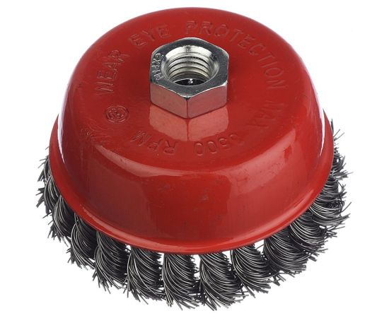 Щетка-чашка (100 мм; М14; крученая проволока) vertextools 12200-100 