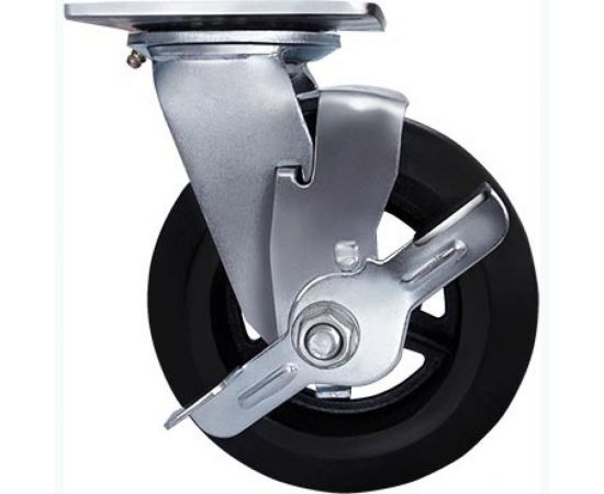 Колесо большегрузное обрезиненное поворотное с тормозом Longway SCDB80 