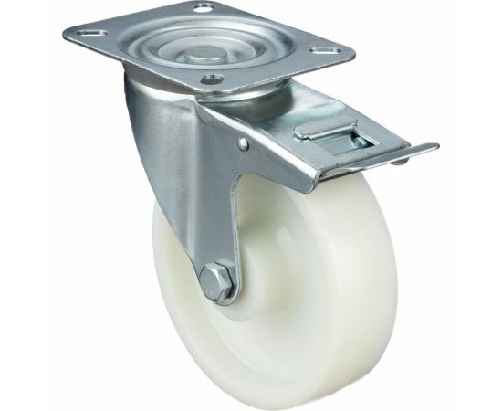 Колесо поворотное с тормозом (160 мм; подшипник скольжения; грузоподъемность 500 кг; полиамид) СТЕЛЛА-ТЕХНИК N48160PNYB 