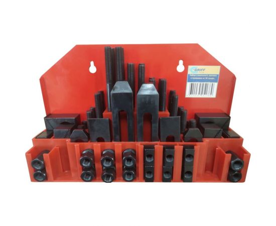 Набор станочного крепежа и прижимов из 58 предметов Т-паз 16 мм, М14, металл. футляр GRIFF b275525 