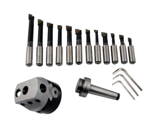 Головка расточная d 75 мм, D расточки 12-120 мм, КМ3 с комплектом резцов Т15К6 из 12 шт CNIC 47151 