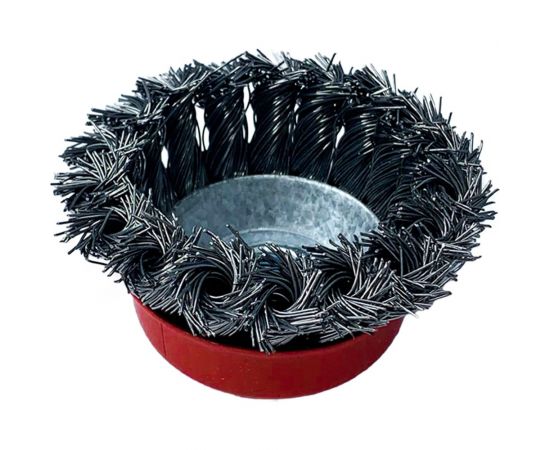Щетка-чашка (100 мм; М14; крученая проволока) vertextools 12200-100 – изображение 2