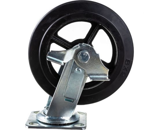 Колесо большегрузное обрезиненное поворотное с тормозом Longway SCDB80 – изображение 2