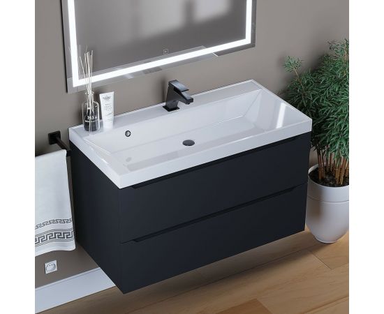 Подвесная тумба с раковиной uperwood Tanos 90 см, черная 291020255 – изображение 2