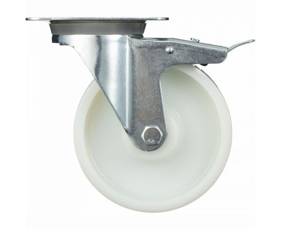 Колесо поворотное с тормозом (160 мм; подшипник скольжения; грузоподъемность 500 кг; полиамид) СТЕЛЛА-ТЕХНИК N48160PNYB – изображение 3