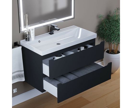 Подвесная тумба с раковиной uperwood Tanos 90 см, черная 291020255 – изображение 3