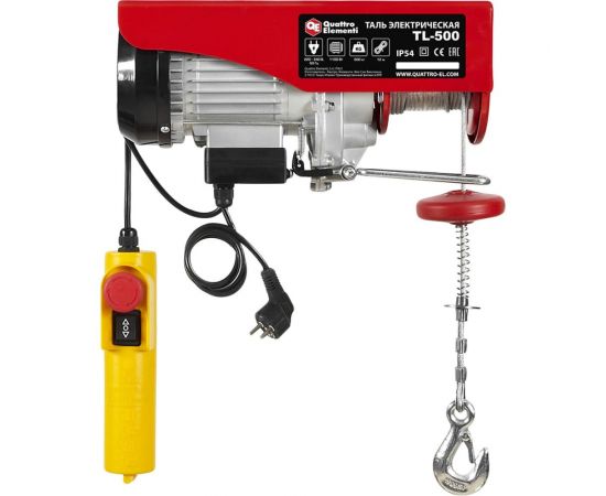 Электрическая таль QUATTRO ELEMENTI TL-500 1100 Вт, 250/500 кг, трос 12 м, блок полиспаст в компл. 793-695 – изображение 4
