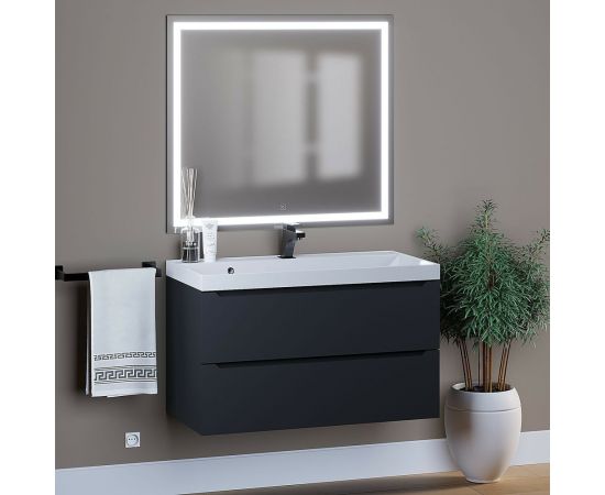 Подвесная тумба с раковиной uperwood Tanos 90 см, черная 291020255 – изображение 5