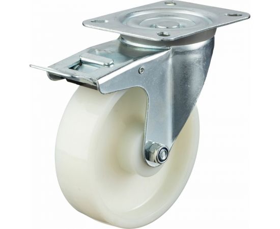 Колесо поворотное с тормозом (160 мм; подшипник скольжения; грузоподъемность 500 кг; полиамид) СТЕЛЛА-ТЕХНИК N48160PNYB – изображение 6