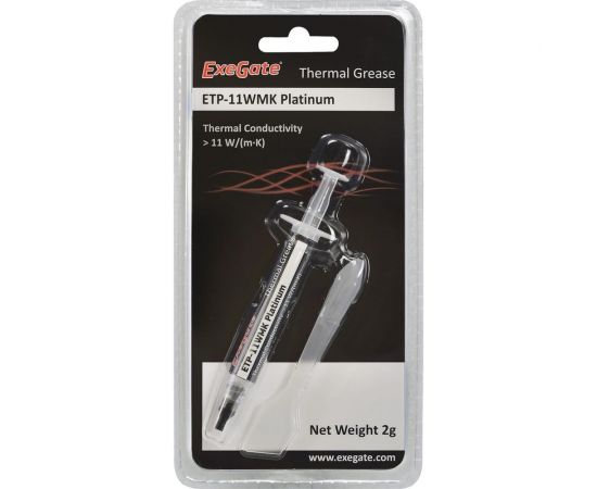 Термопаста ETP-11WMK Platinum (11 Вт мК, 2 г, шприц с лопаткой) ExeGate 282341 – изображение 2