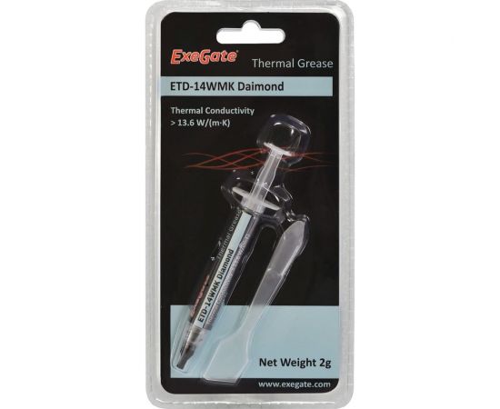 Термопаста ETD-14WMK Daimond (13,6 Вт мК, 2 г, шприц с лопаткой) ExeGate 282339 – изображение 2