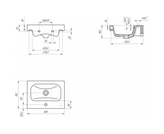 Мебельная раковина Cersanit MODUO 50, узкая, 1 отверстие S-UM-MOD50SL/1 – изображение 4