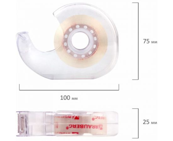 Клейкая канцелярская лента BRAUBERG 19 мм х 33 м, кристальная, в диспенсере 228760 – изображение 4