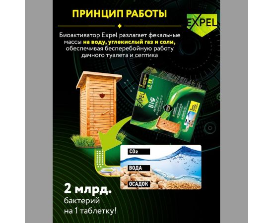Биоактиватор для дачных туалетов и септиков 4 таблетки, упаковка 420 г Expel TT0003 – изображение 5