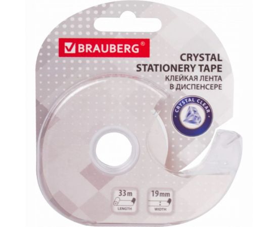 Клейкая канцелярская лента BRAUBERG 19 мм х 33 м, кристальная, в диспенсере 228760 – изображение 5