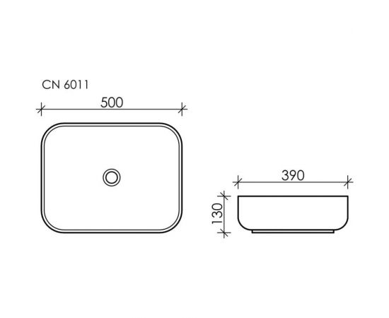 Умывальник чаша Ceramica Nova Element накладная, прямоугольная, 500х390х130 мм CN6011 – изображение 6