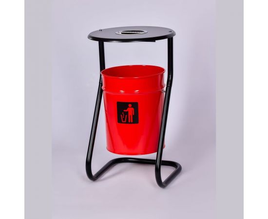 Металлическая уличная урна ПРОФМЕТСТИЛЬ красная, с пепельницей 608 