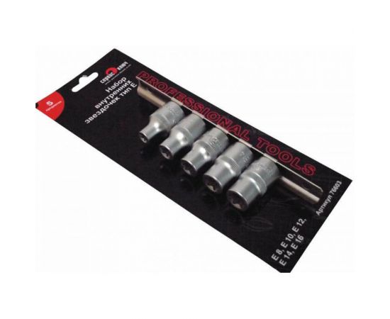 Набор головок внутренний TORX (5 пр; Е8-Е16; 1/2"") СЕРВИС КЛЮЧ 76603 