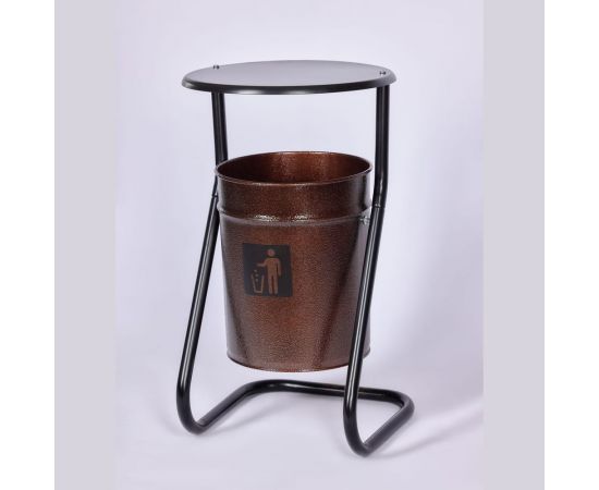 Уличная урна ПРОФМЕТСТИЛЬ металлическая, коричневый металлик, с крышкой 391 