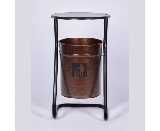 Уличная урна ПРОФМЕТСТИЛЬ металлическая, коричневый металлик, с крышкой 391 – изображение 2