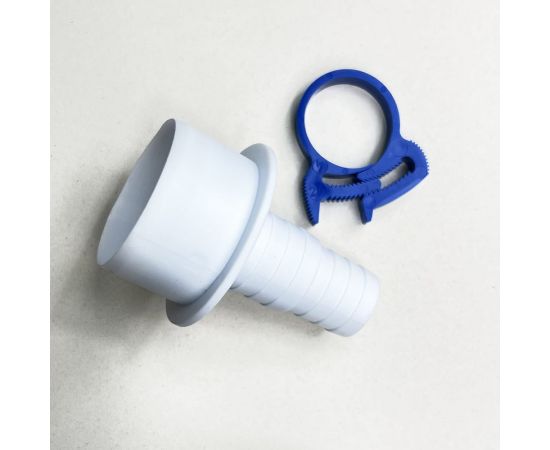 Переходник для подключения сливного шланга Профитт 20x23x40, белый, с хомутом 2226872 – изображение 2