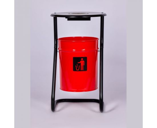 Металлическая уличная урна ПРОФМЕТСТИЛЬ красная, с пепельницей 608 – изображение 2
